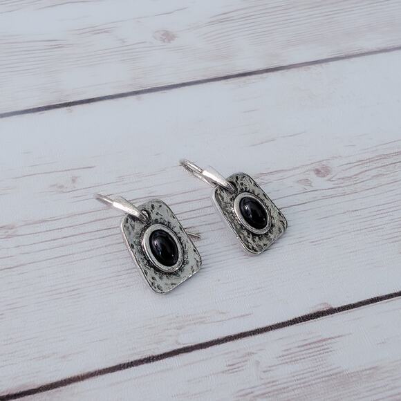 Lia Sophia Dolce Dangle Earrings - Black and Antiqued Silver Tones - Picture 2 of 6